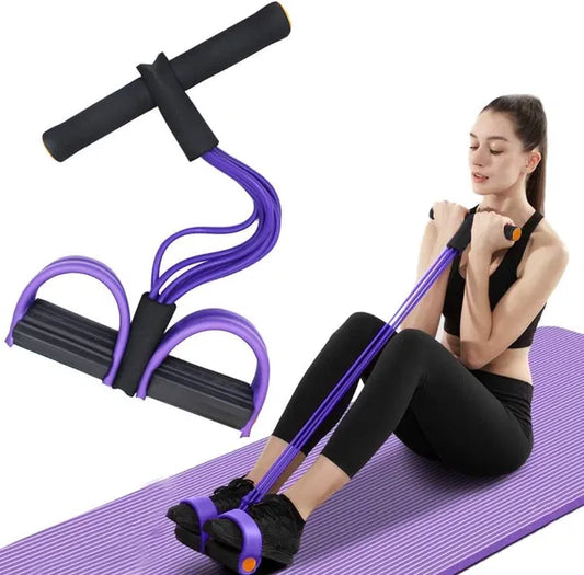 4-Tube Yoga Pedal Pull Reducer Resistance Band, Crossfit Exercise Fitness Tummy Body Building Equipment, for Abdomen/Waist/Arm/Leg Stretching